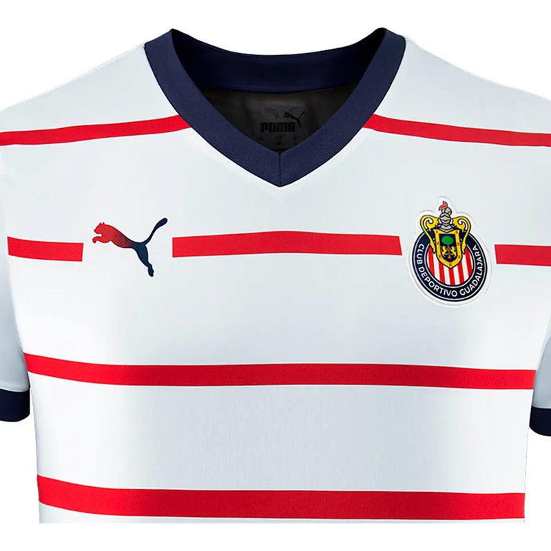 Jersey Playera Puma De Chivas De Niño Visitante Blanca