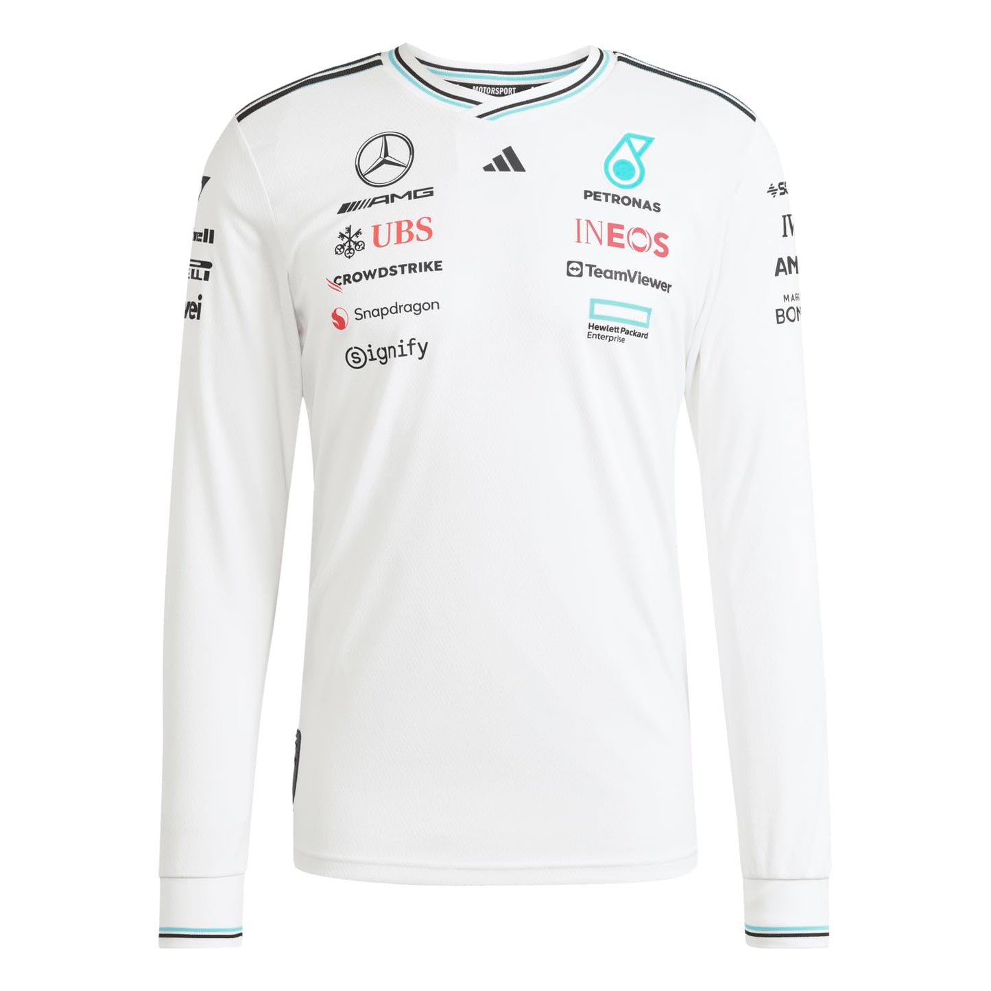 adidas Jersey Playera Mercedes - AMG Petronas F1 Team Driver DE Manga Larga VERSIÓN Profesional Talla Adulto Mediano (M)