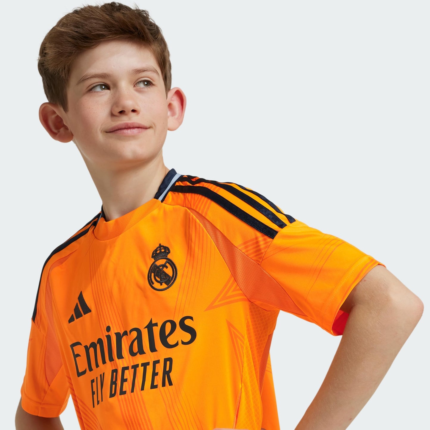 adidas Jersey Playera Real Madrid para Niños Unisex de Visitante Color Naranja