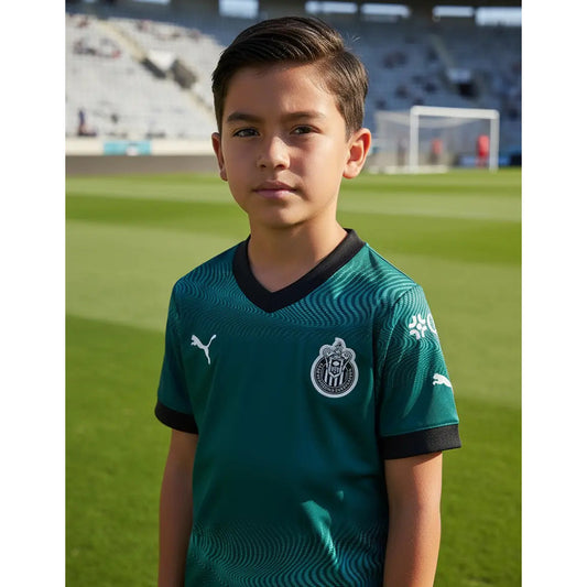 Jersey Playera Chivas Verde De Niño Visitante  Mod752816