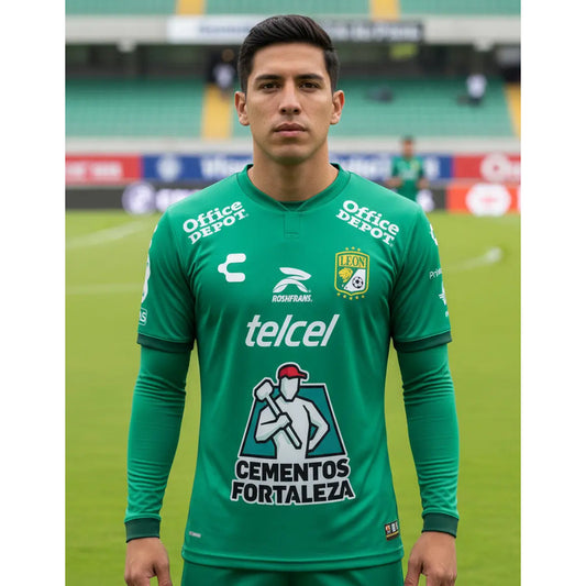 Jersey Playera Charly Del Leon De Local Manga Larga Grn. Verde Grande