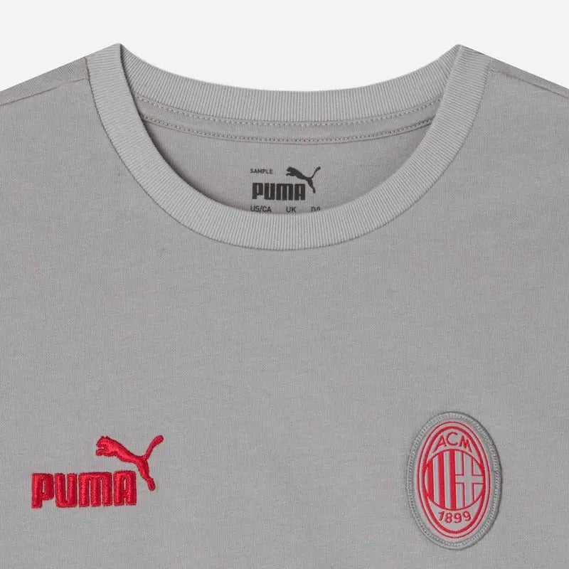 Playera Puma Del Milan Para Niños Modelo Archive Colection Gris Lisa Pequeño