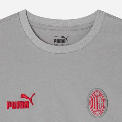 Playera Puma Del Milan Para Niños Modelo Archive Colection Gris Lisa Pequeño