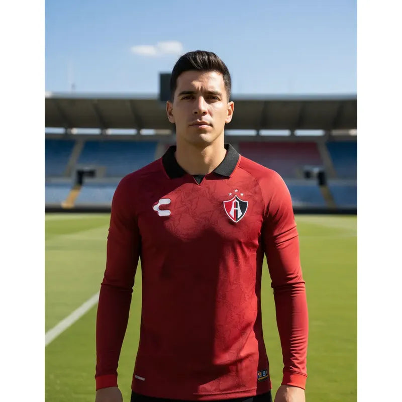 Jersey Playera Charly Atlas Visita Manga Larga No Sponsor Rojinegro Grande