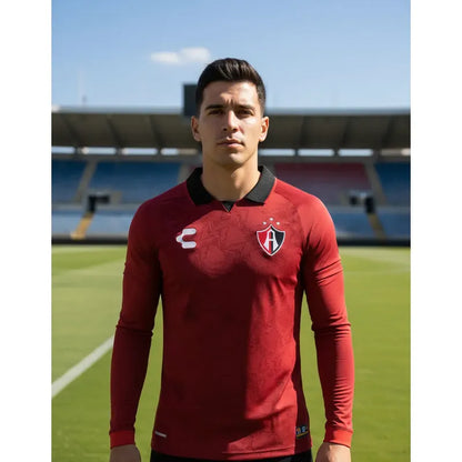 Jersey Playera Charly Atlas Visita Manga Larga No Sponsor Rojinegro Grande