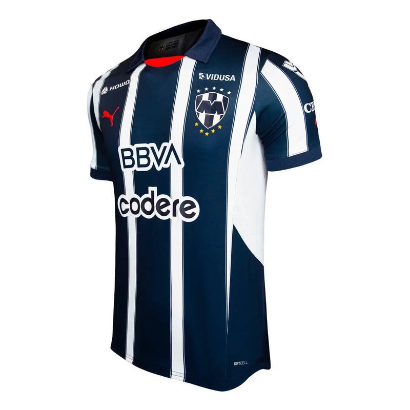 Jersey Playera Puma Rayados Monterrey Version Jugador 2025 Azul Marino Rayas Extra Grande