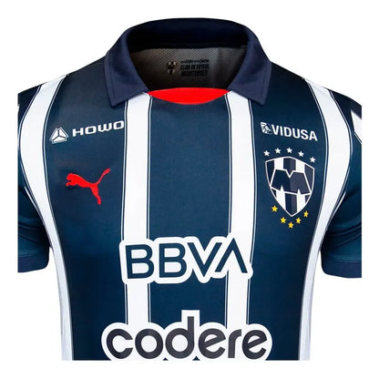 Jersey Playera Puma Rayados Monterrey Version Jugador 2025 Azul Marino Rayas Extra Grande