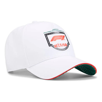 Gorra Puma Gran Premio De México Visera Curva Adultos Blanco Unitalla (correa Ajustable)