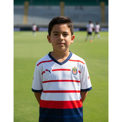 Jersey Playera Puma De Chivas De Niño Visitante Blanca