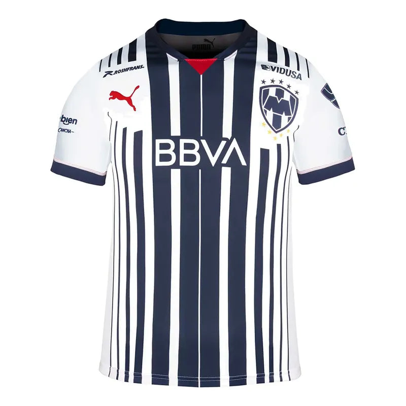 Jersey Playera Puma De Monterrey De Local  Para Niños 22-23 Blanco Grande (l) 12-13