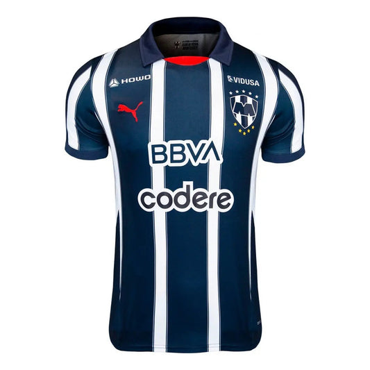Jersey Playera Puma Rayados Monterrey Version Jugador 2025 Azul Marino Rayas Extra Grande