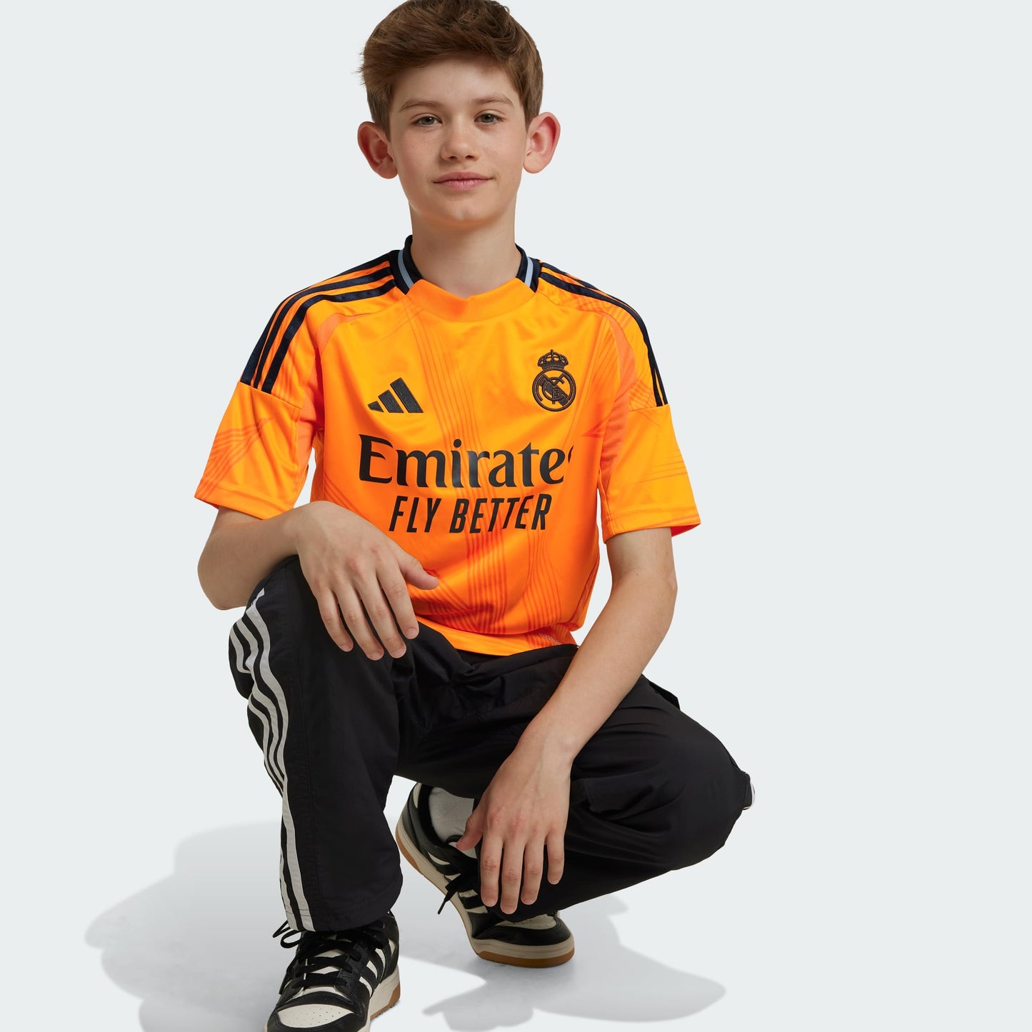adidas Jersey Playera Real Madrid para Niños Unisex de Visitante Color Naranja